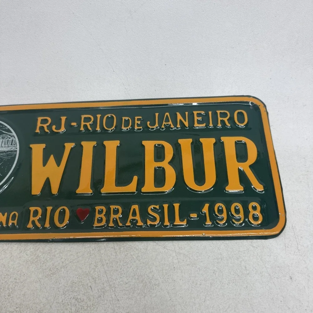 VTG Rio De Janeiro Copacabana 1998 WILBUR  License Plate 1993 Green Yellow